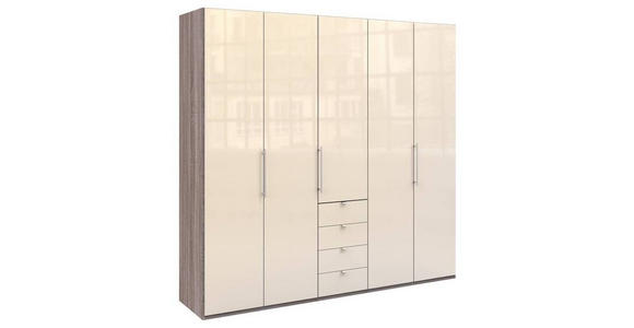 FALTTÜRENSCHRANK  in Trüffeleichefarben, Magnolie  - Chromfarben/Magnolie, KONVENTIONELL, Glas/Holzwerkstoff (250/236/58cm) - Venda