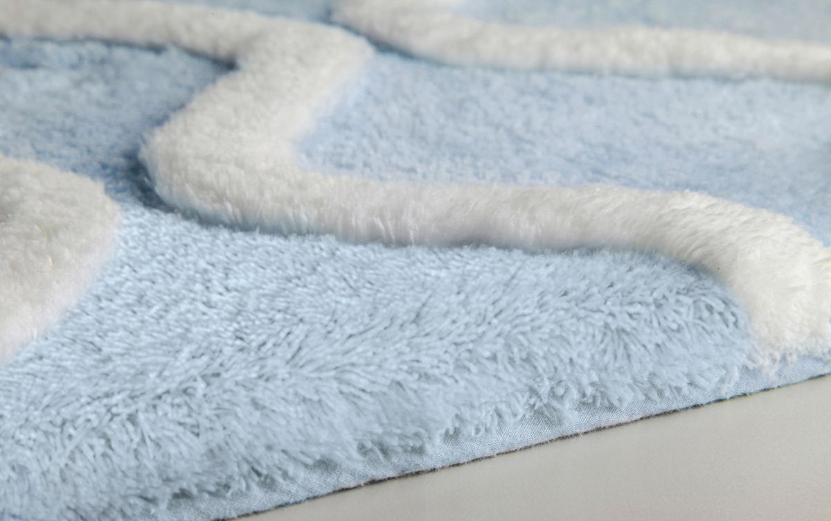 BADTEPPICH Blau, Weiß 55/65 cm  - Blau/Weiß, Basics, Kunststoff/Textil (55/65cm) - Kleine Wolke
