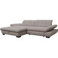 ECKSOFA in Mikrofaser Hellgrau  - Hellgrau/Schwarz, Design, Textil/Metall (198/290cm) - Xora