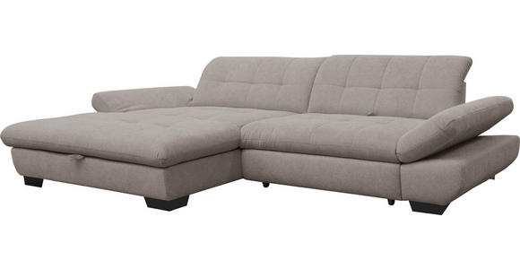 ECKSOFA in Mikrofaser Hellgrau  - Hellgrau/Schwarz, Design, Textil/Metall (198/290cm) - Xora