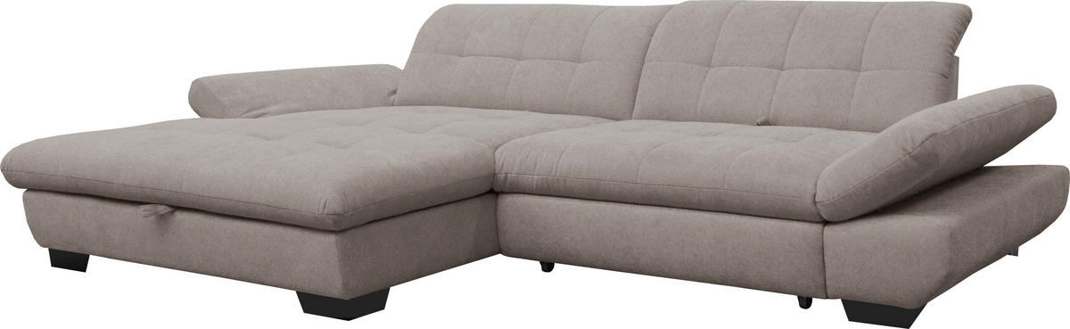 ECKSOFA in Mikrofaser Hellgrau  - Hellgrau/Schwarz, Design, Textil/Metall (198/290cm) - Xora