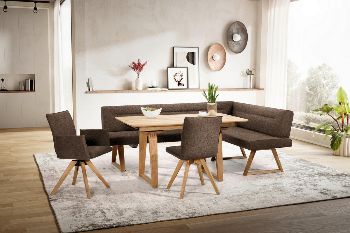 ECKBANK in Holz, Textil Braun, Eichefarben  - Eichefarben/Braun, Konventionell, Holz/Textil (230/170cm) - Moderano