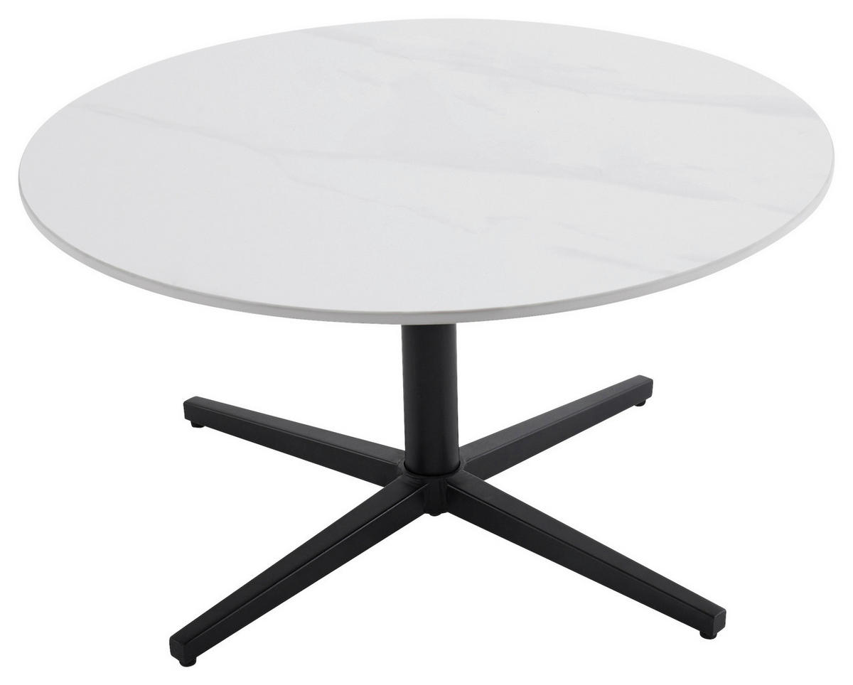 COUCHTISCH in Metall, Stein  - Schwarz/Weiß, Design, Stein/Metall (70/36,5/70cm) - MID.YOU