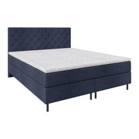 BOXSPRINGBETT 160/200 cm,  in Dunkelblau, Matratze, Topper, H2 + H2 = mittel  - Schwarz/Dunkelblau, KONVENTIONELL, Textil/Metall (160/200cm) - Chameo