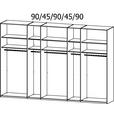 SCHWEBETÜRENSCHRANK  in Weiß  - Chromfarben/Weiß, KONVENTIONELL, Glas/Holzwerkstoff (361/235/68cm) - Novel