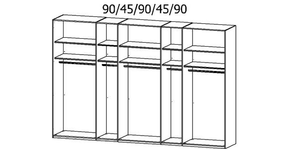 SCHWEBETÜRENSCHRANK in Weiß - Chromfarben/Weiß, KONVENTIONELL, Glas/Holzwerkstoff (361/235/68cm) - Novel