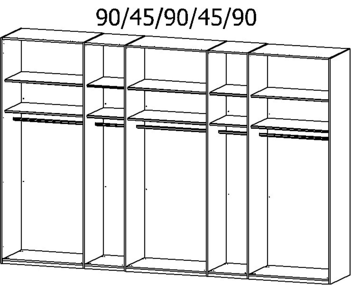 SCHWEBETÜRENSCHRANK 361/235/68 cm 4-türig  - Chromfarben, KONVENTIONELL, Glas/Holzwerkstoff (361/235/68cm) - Novel