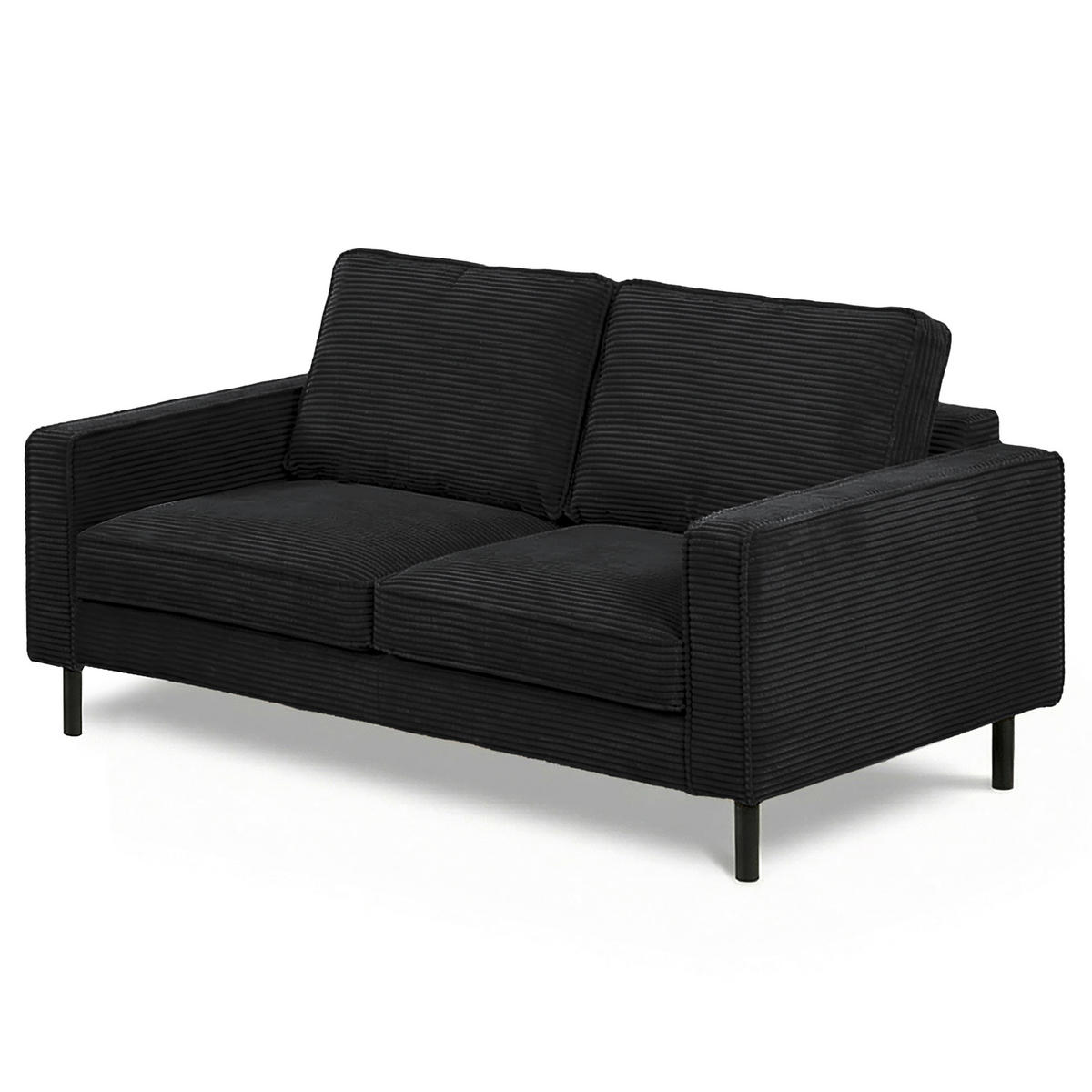 2,5-SITZER  in Cord Schwarz Modern  - Schwarz, Design, Textil/Metall (168/85/92cm) - Livetastic