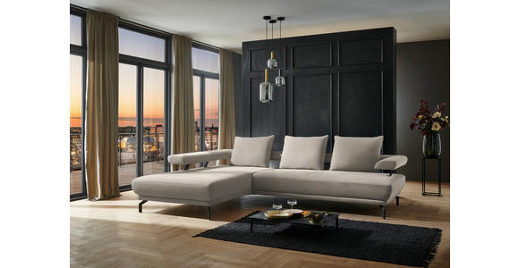 ECKSOFA in Chenille Greige 224/305 cm - Greige/Schwarz, Design, Textil/Metall (224/305cm) - Dieter Knoll