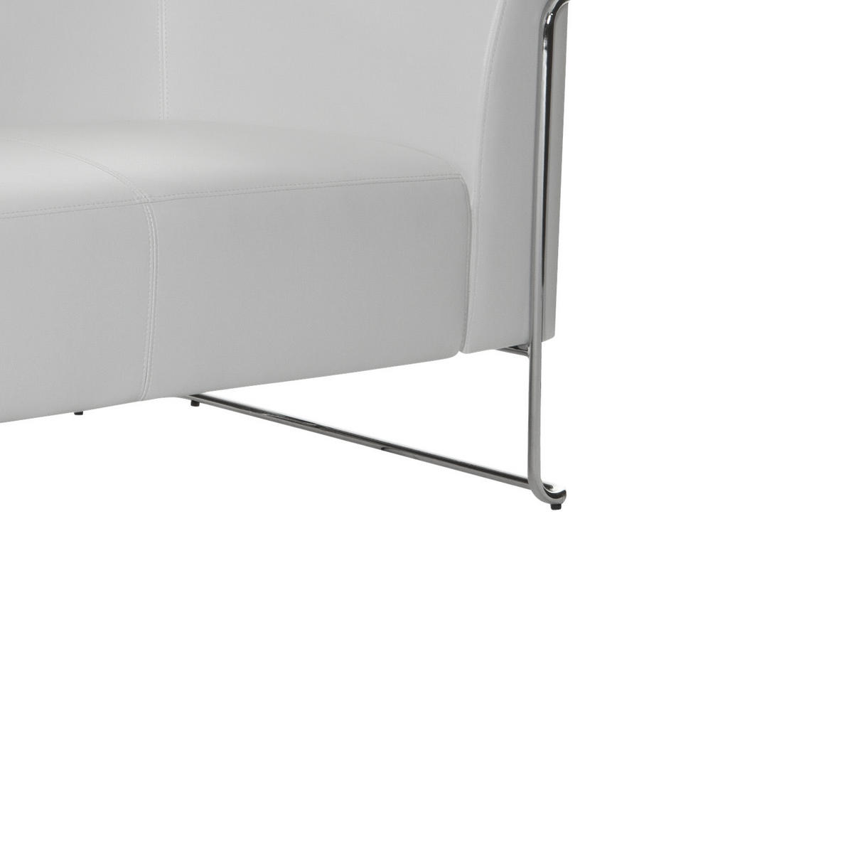 3-SITZER-SOFA in Lederlook Weiß  - Silberfarben/Weiß, MODERN, Textil/Metall (179/71/74cm) - MID.YOU