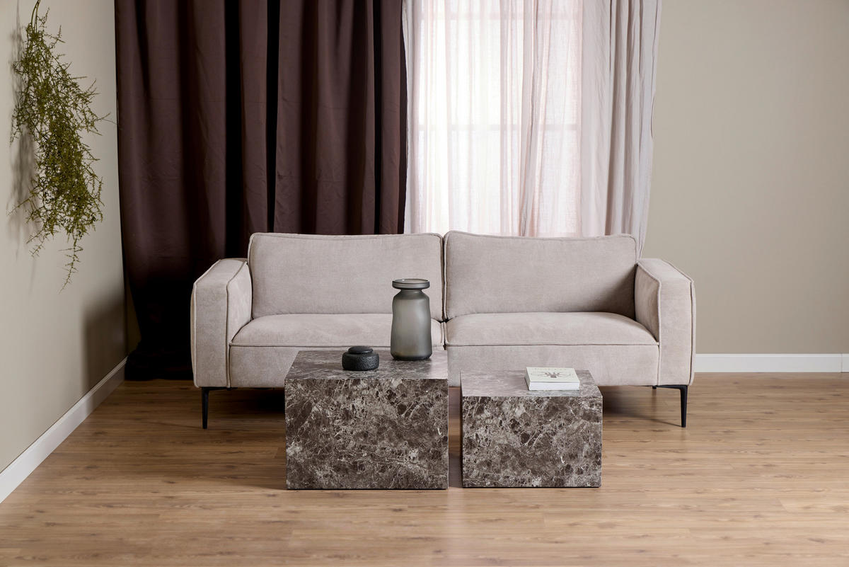 COUCHTISCHSET quadratisch Hellbraun, Greige  - Hellbraun/Greige, Design, Holzwerkstoff (50-58/50-58/33-40cm)