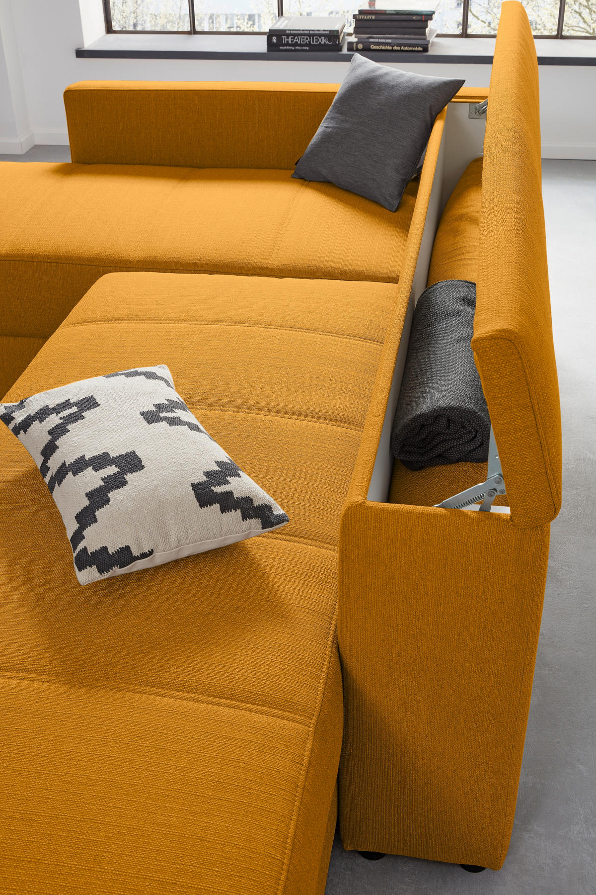 ECKSOFA LOOKS III Gelb Webstoff  - Gelb/Schwarz, Design, Kunststoff/Textil (287/229cm) - LOOKS by W.Joop