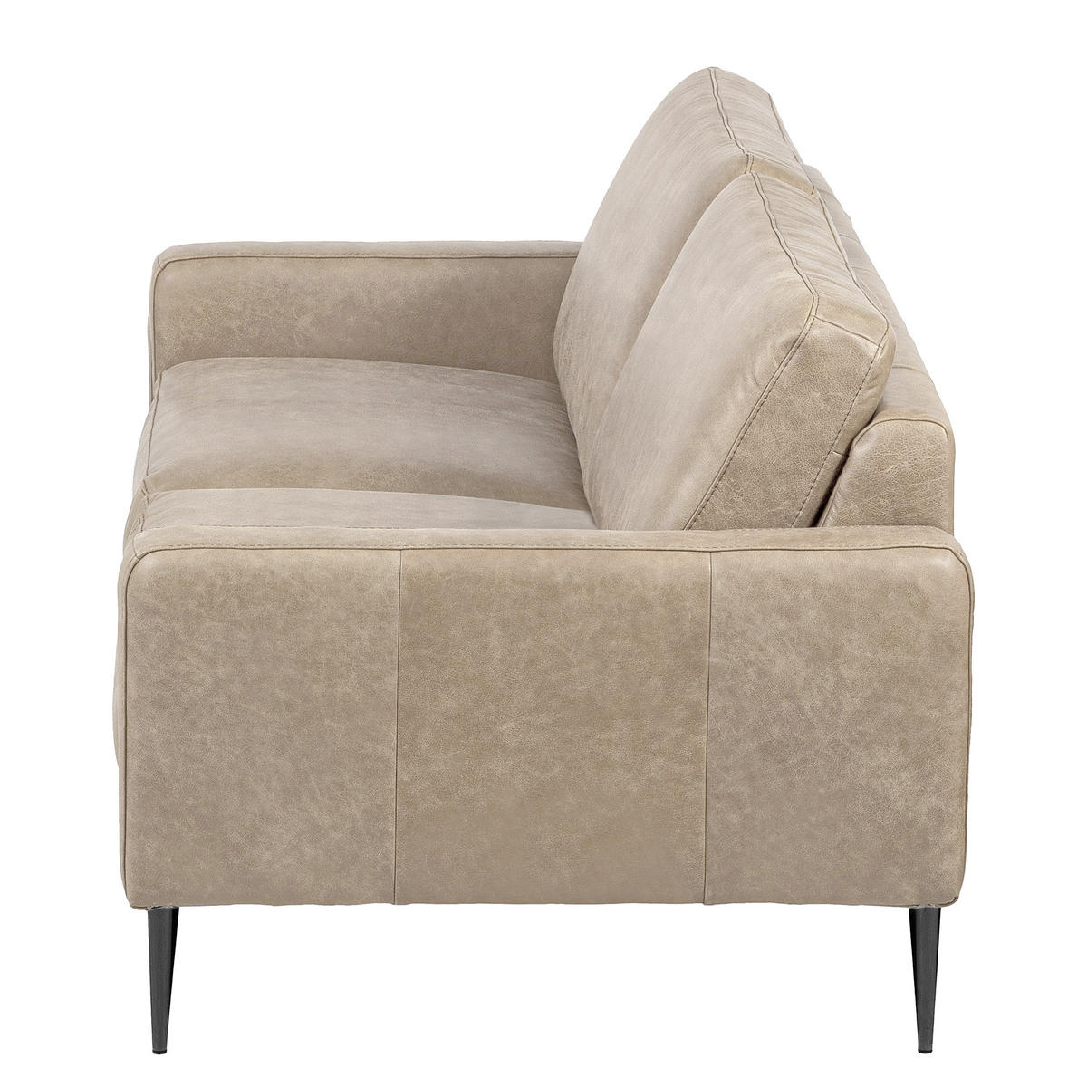 3-SITZER-SOFA SPRING in Lederlook Echtleder Creme  - Schwarzchrom/Creme, Design, Leder/Textil (187/85/92cm) - Livetastic