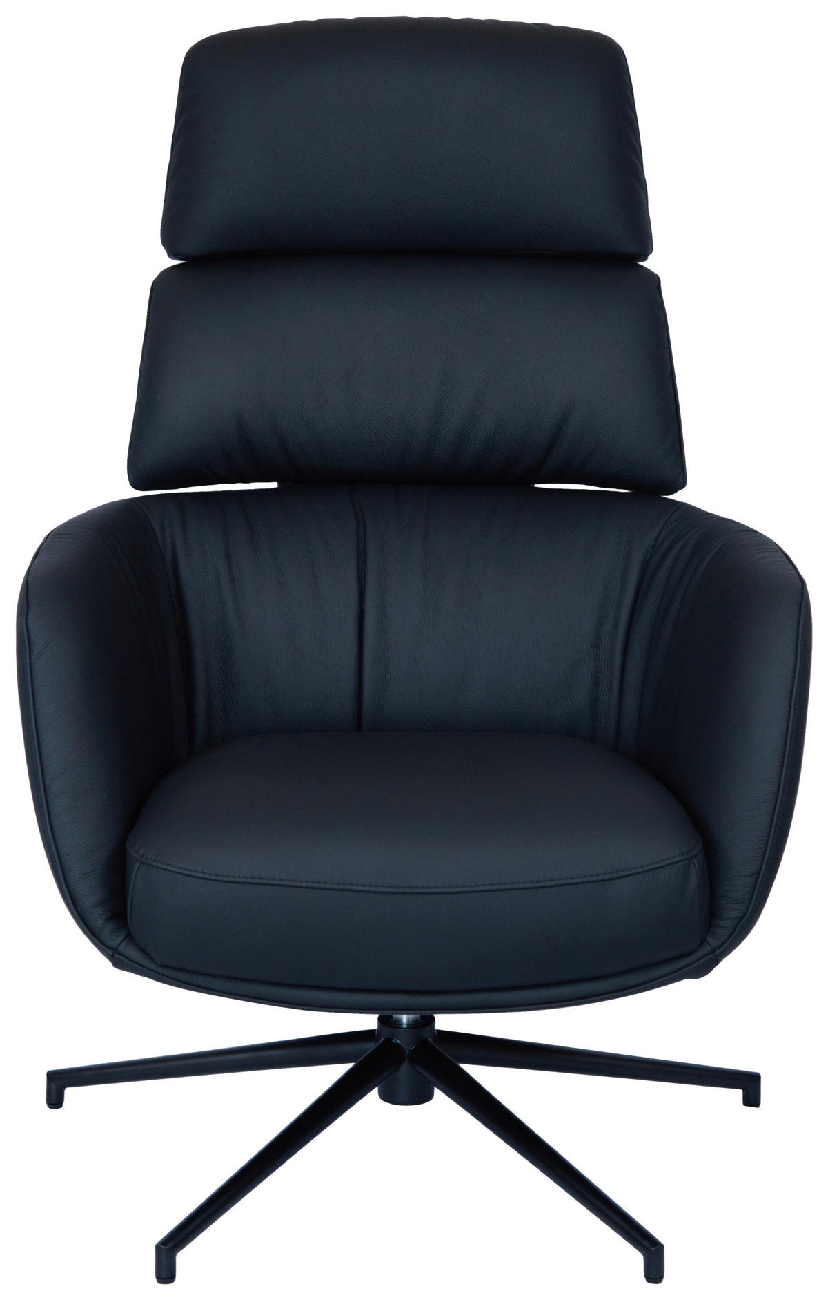RELAXSESSELSET Echtleder Hocker, Kopfteilverstellung    - Schwarz, Design, Leder/Metall (73/110/87cm) - Dieter Knoll