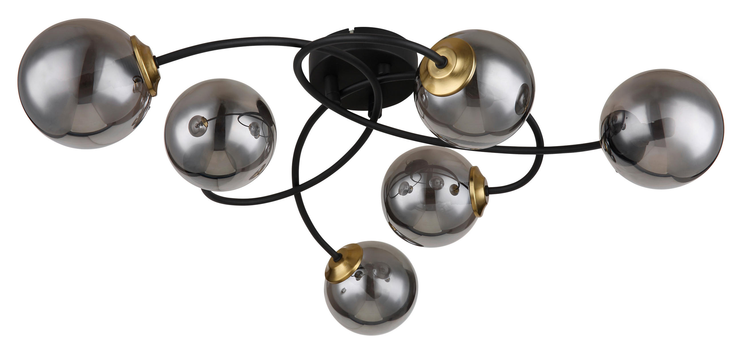 DECKENLEUCHTE    52/45/17,5 cm  - Messingfarben/Schwarz, Design, Glas/Metall (52/45/17,5cm) - Globo