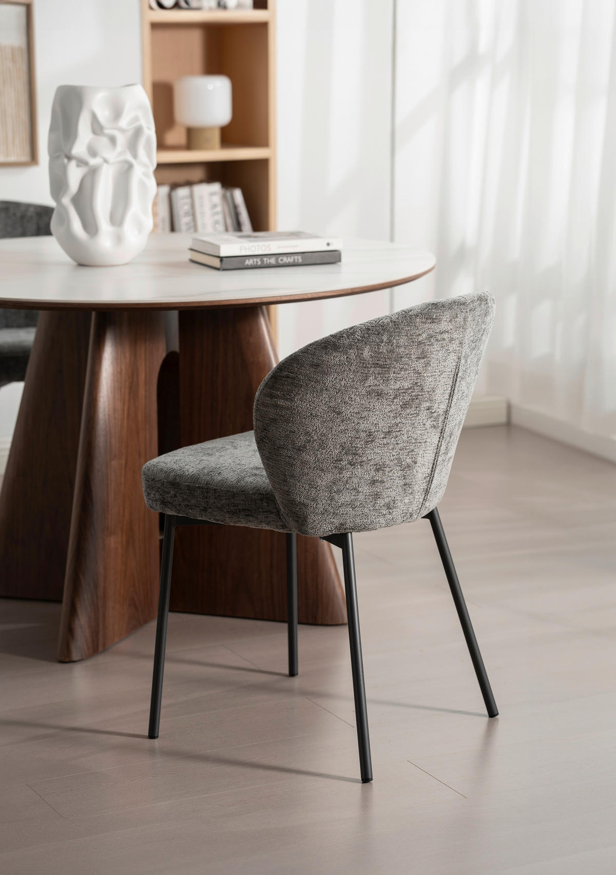 STOL, les, kovina, tekstil siva  - siva, Moderno, kovina/tekstil (55/79/59cm) - P & B