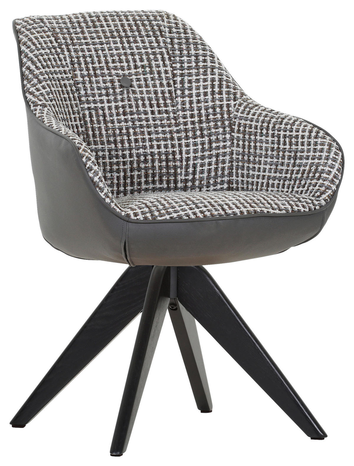 ARMLEHNSTUHL  in Chenille, Lederlook  - Schwarz/Weiß, KONVENTIONELL, Holz/Textil (60/83/65cm) - Novel