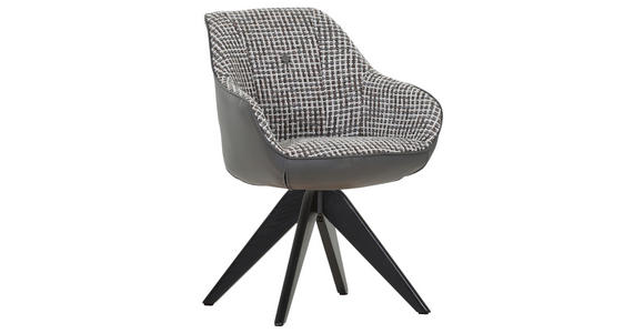 ARMLEHNSTUHL  Stoffauswahl, Sitzfläche 360° drehbar, Gestellauswahl, automatische Rückholfunktion Chenille, Lederlook  - Schwarz/Weiß, KONVENTIONELL, Holz/Textil (60/83/65cm) - Novel