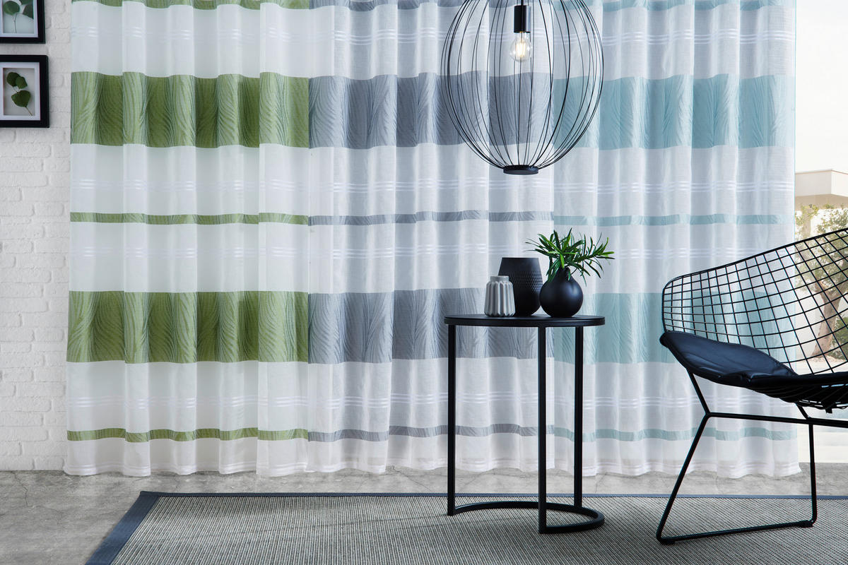HOTOVÝ ZÁVES, priehľadné, 140/245 cm - zelená, Design, textil (140/245cm) - Esposa