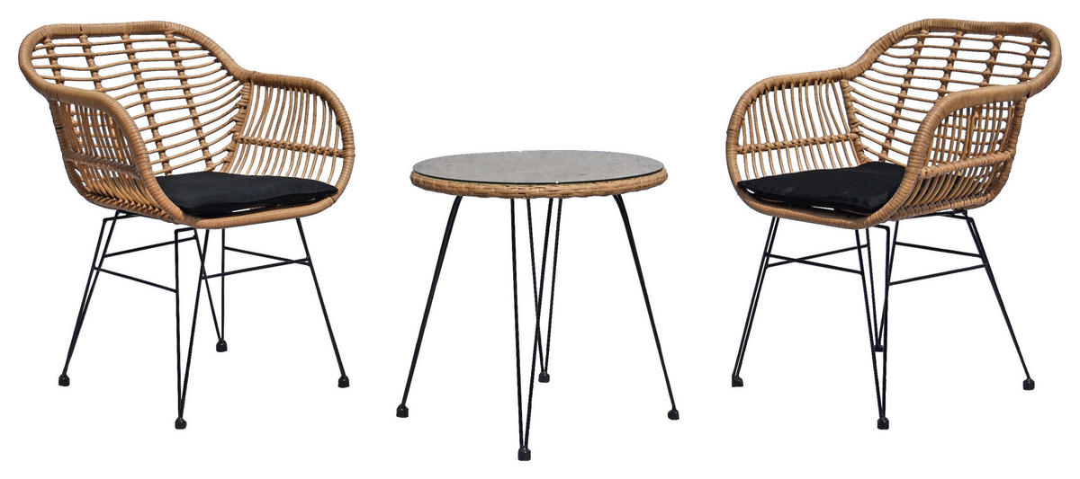 BALKONSET  - Dunkelgrau/Naturfarben, MODERN, Glas/Kunststoff - Ambia Garden