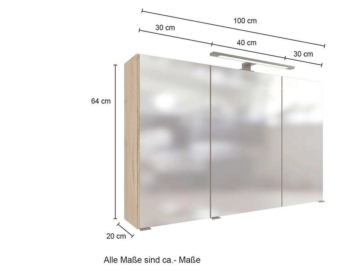 BADEZIMMER  in 130 cm  - Eichefarben/Weiß, MODERN, Holzwerkstoff/Stein (130cm) - Held