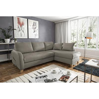 ECKSOFA Schlammfarben Echtleder Lederlook Rücken echt  - Schlammfarben/Buchefarben, Design, Leder/Holz (227/168cm) - Livetastic