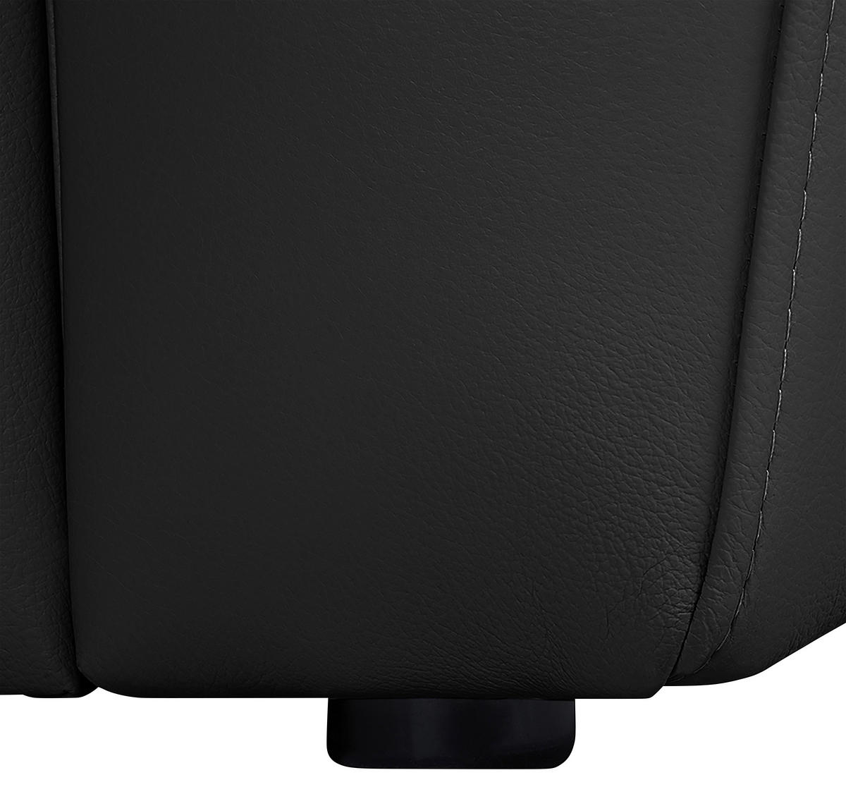 3-SITZER-SOFA Echtleder Schwarz  - Schwarz, Design, Leder/Kunststoff (205/92/85cm) - Livetastic