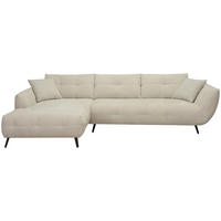 ECKSOFA 215/320 cm  in Chenille Taupe Armlehnenkissen, Rücken echt, Sitztiefenverstellung  215/320 cm  - Taupe/Schwarz, KONVENTIONELL, Textil/Metall (215/320cm) - Hom`in