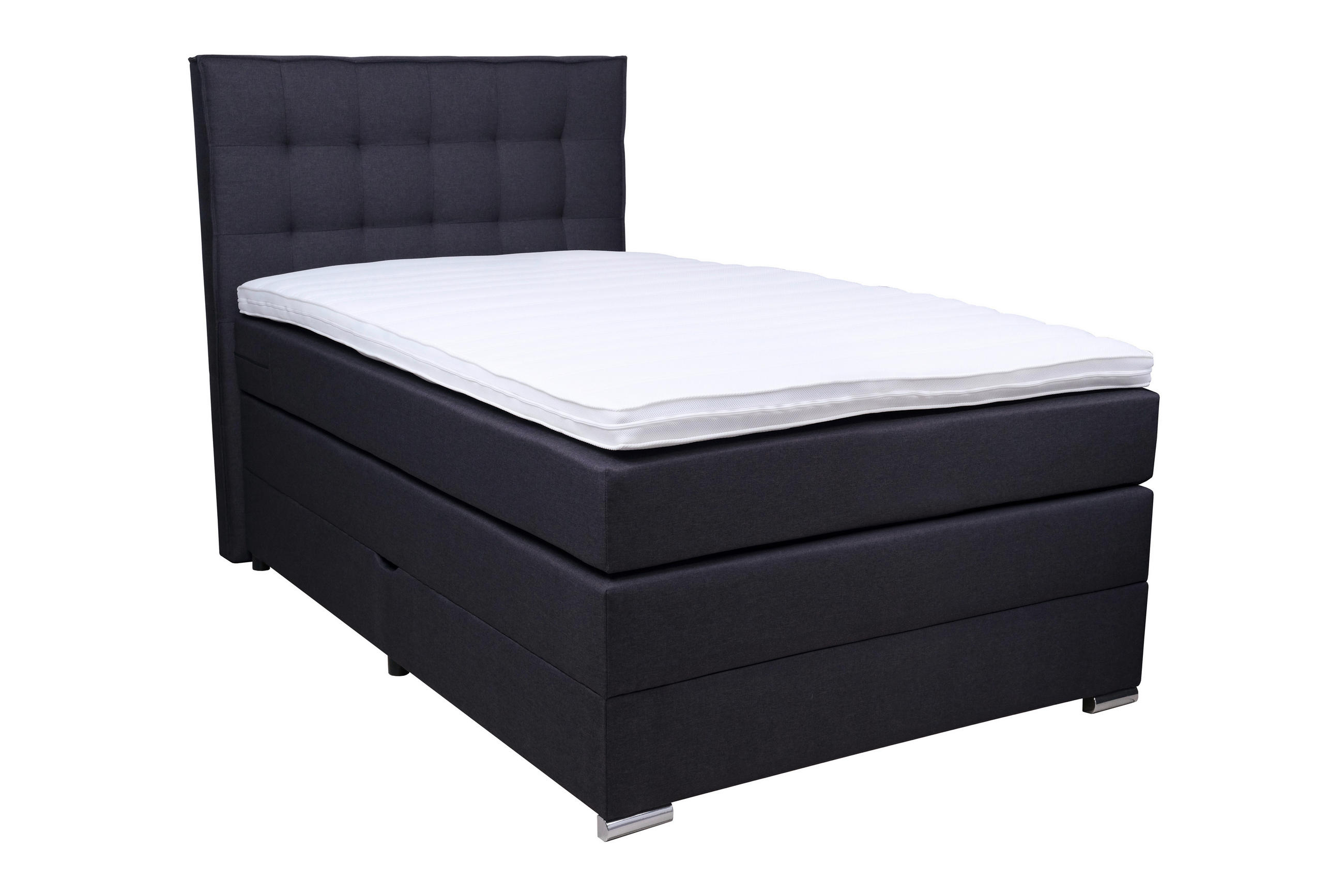 BOXSPRINGBETT 120/200 cm  in Schwarz  - Chromfarben/Schwarz, KONVENTIONELL, Kunststoff/Textil (120/200cm) - Boxxx