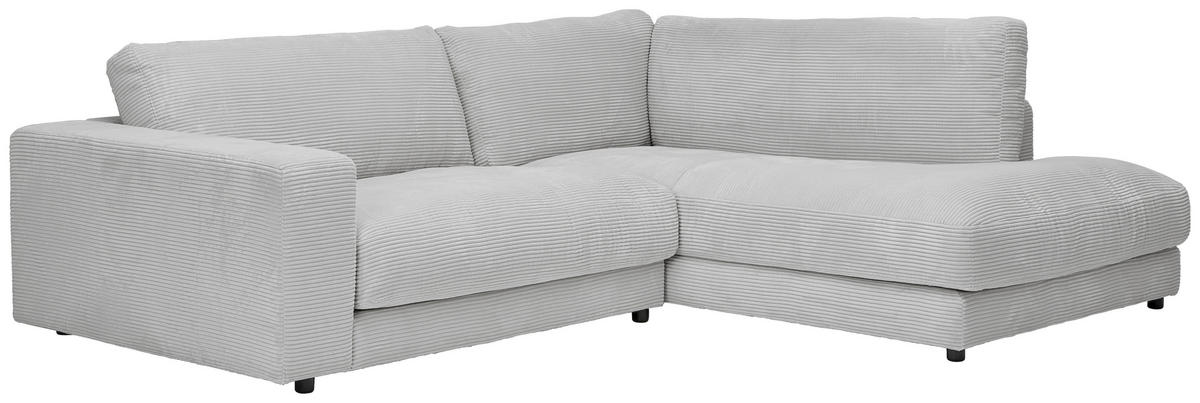 ECKSOFA Grau Cord  - Schwarz/Grau, Design, Kunststoff/Textil (265/224cm) - Hom`in