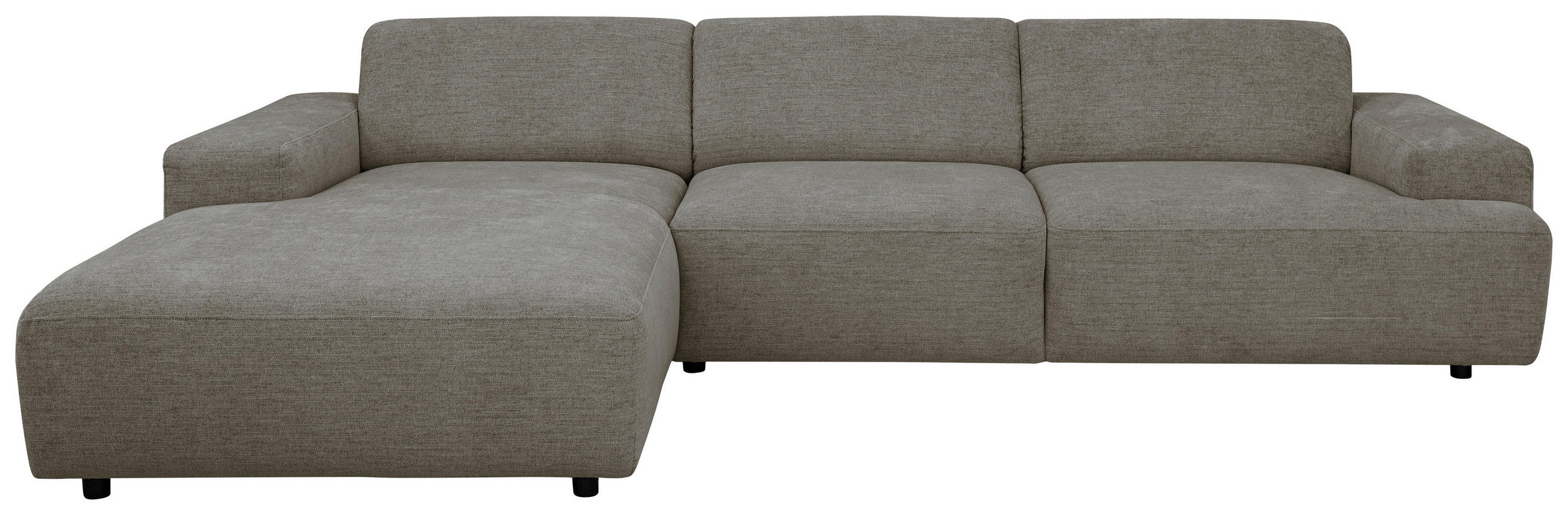 ECKSOFA Taupe Flachgewebe Rücken echt  - Taupe/Schwarz, KONVENTIONELL, Kunststoff/Textil (184/294cm) - Hom`in