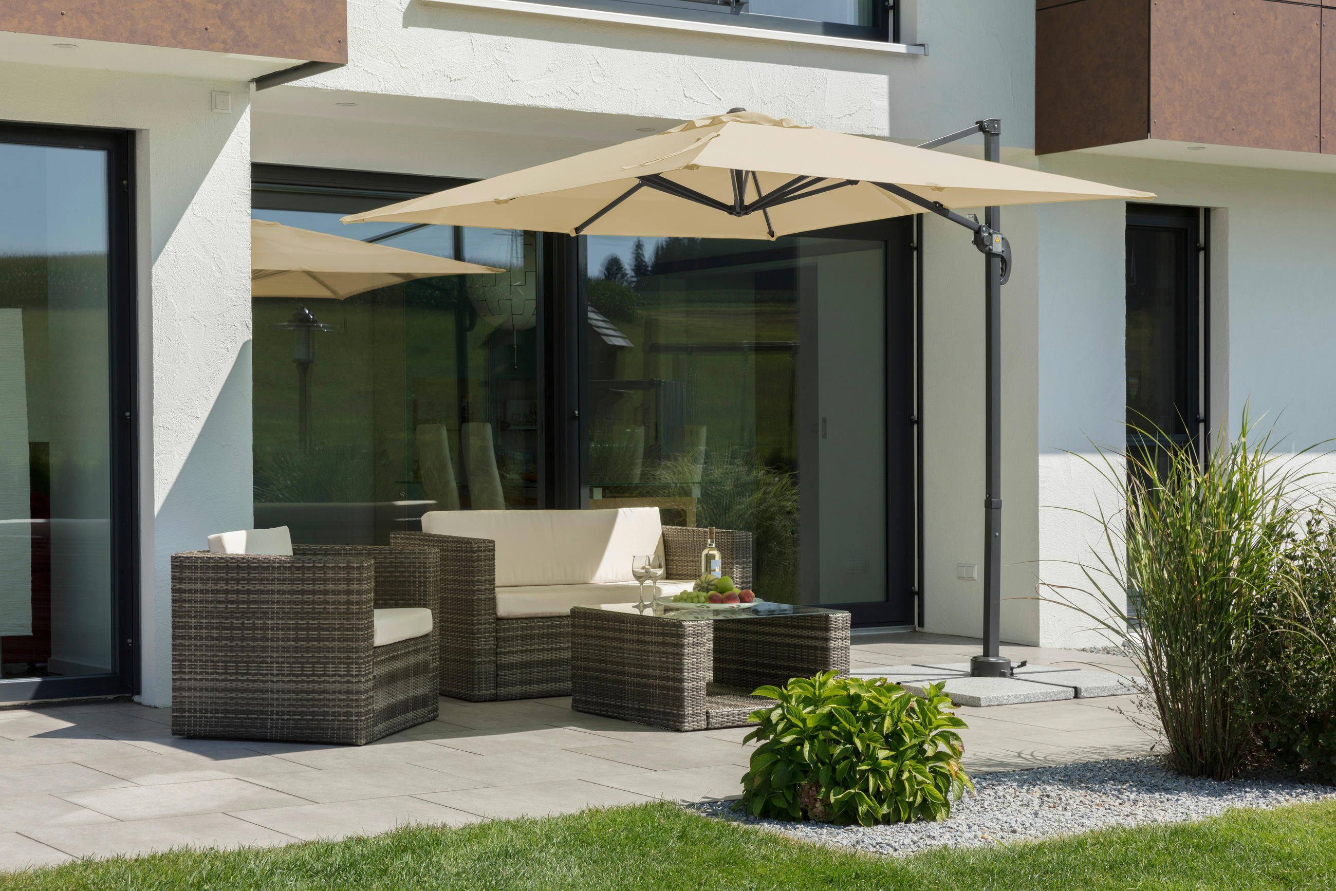 BOČNÍ SLUNEČNÍK 300/239/230 cm - přírodní barvy/antracitová, Basics, kov/textil (300/239/230cm)