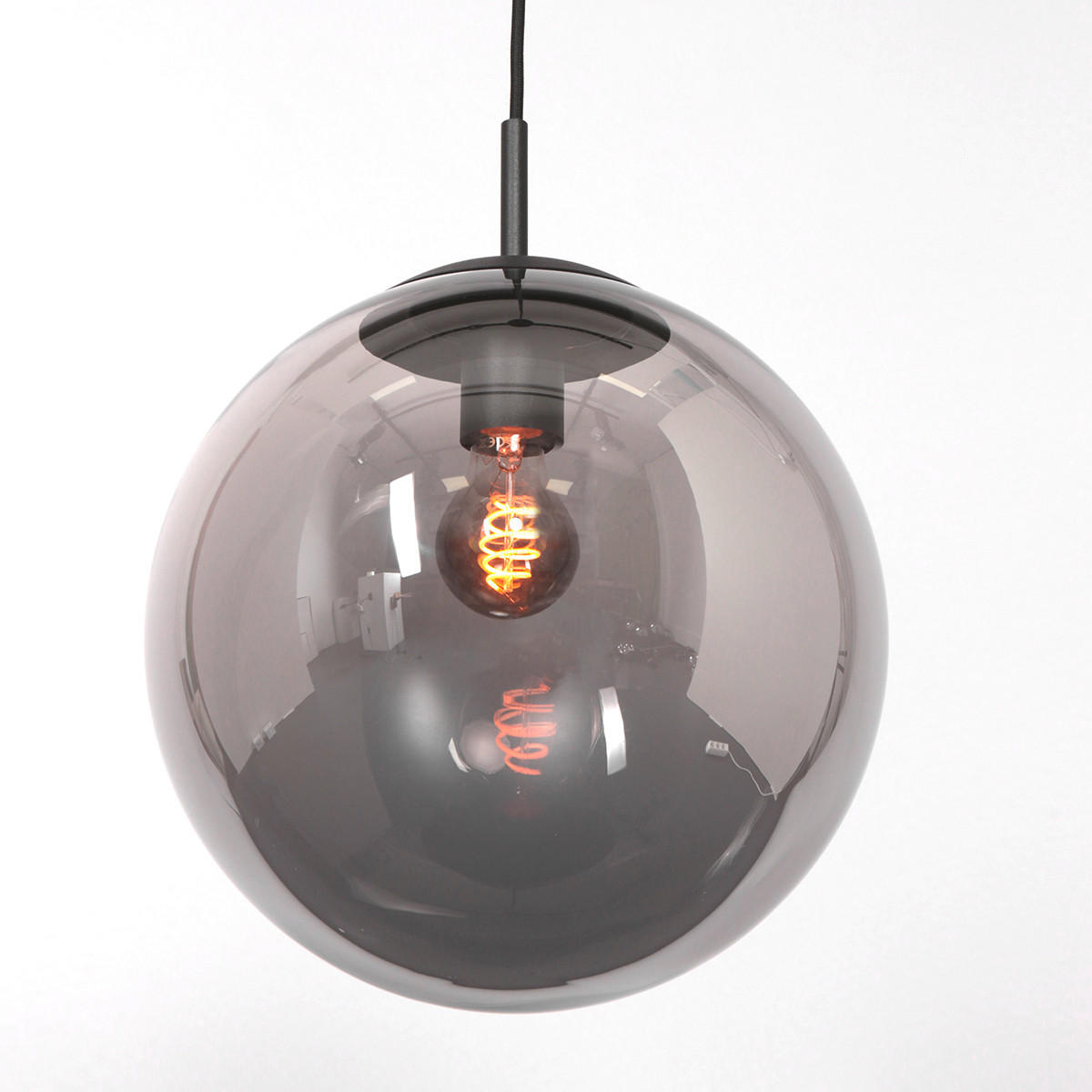 PENDELLEUCHTE Bollique 120/25/160 cm   - Schwarz, KONVENTIONELL, Glas/Metall (120/25/160cm)