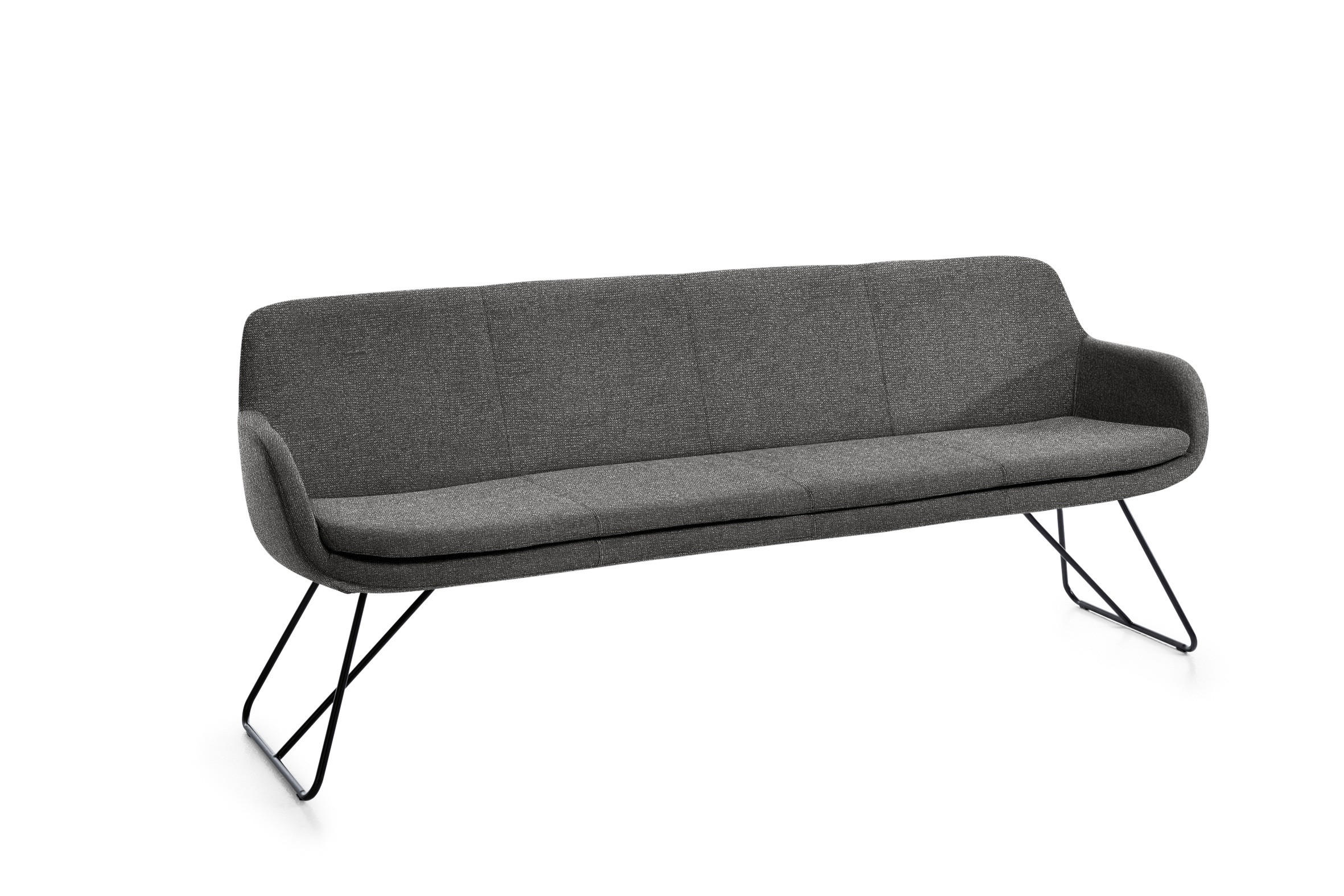 SITZBANK 220/87/65 cm Webstoff Anthrazit Metall  - Anthrazit/Schwarz, Design, Textil/Metall (220/87/65cm) - Musterring