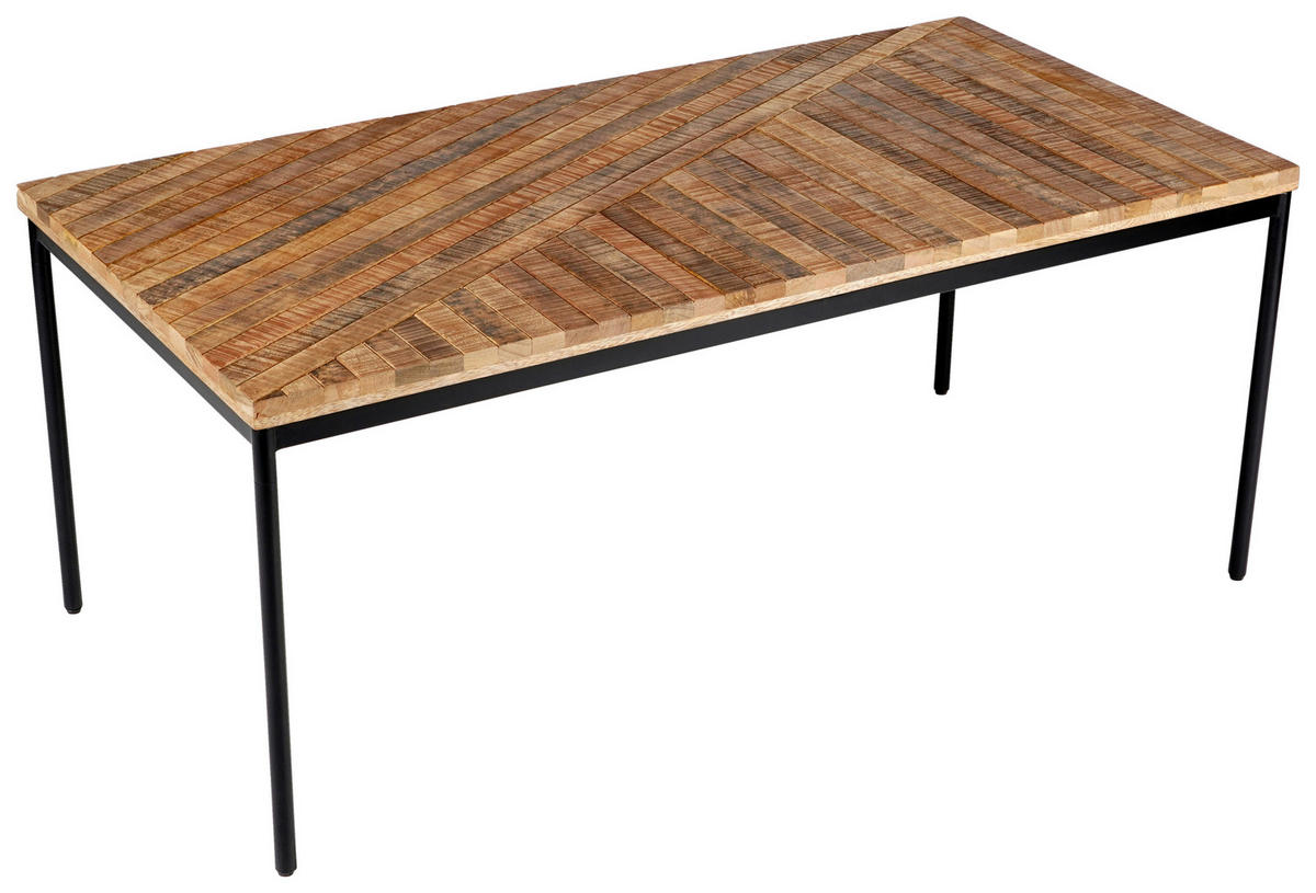 COUCHTISCH Mangoholz vollmassiv 110/55/45 cm rechteckig Schwarz, Hellbraun  - Hellbraun/Schwarz, LIFESTYLE, Holz/Metall (110/55/45cm) - Ambia Home