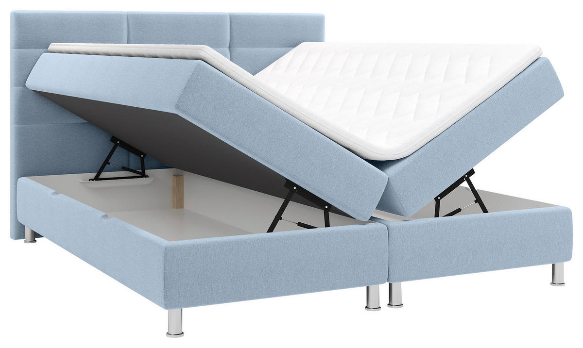 POSTELJA Z VZMETNICO 140 cm   x 200 cm  , tekstil modra  - barve kroma/modra, Konvencionalno, kovina/tekstil (140/200cm) - Carryhome