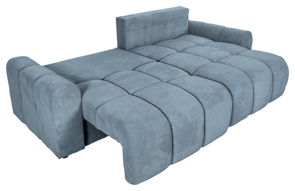 ECKSOFA in Flachgewebe Blau  - Blau/Schwarz, Konventionell, Kunststoff/Textil (256/157cm) - Carryhome