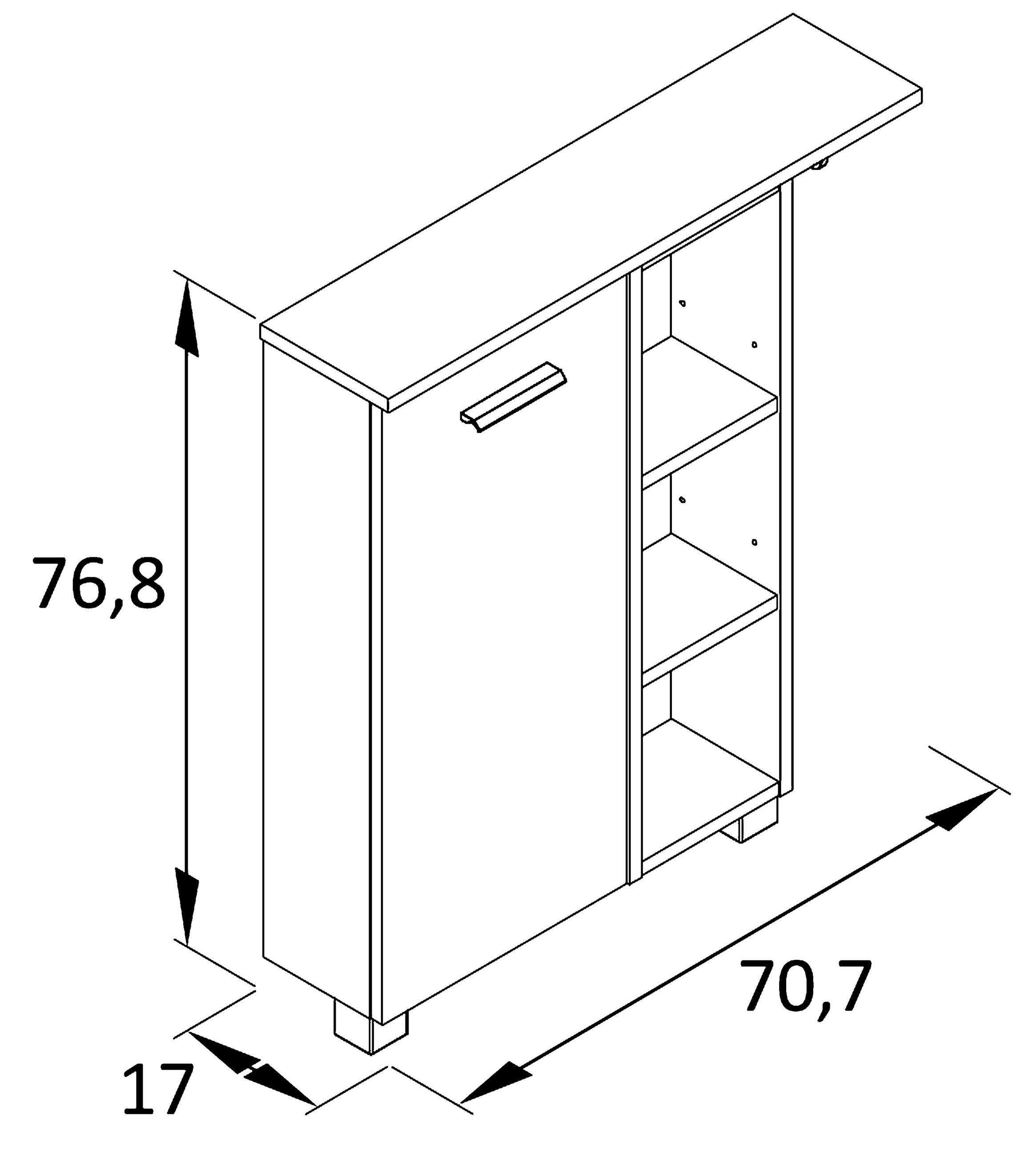 UNTERSCHRANK 70,7/76,8/17 cm - Eichefarben/Anthrazit, MODERN, Holzwerkstoff/Kunststoff (70,7/76,8/17cm) - Stylife