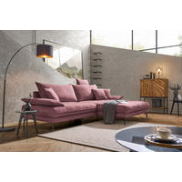 ECKSOFA PRATO Rosa Flachgewebe  - Schwarz/Rosa, MODERN, Textil/Metall (292/176cm) - MID.YOU