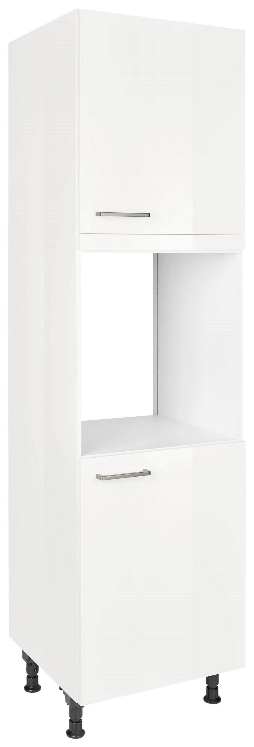 GERÄTEUMBAUSCHRANK 60/216,6/58 cm  in Weiß Hochglanz  - Edelstahlfarben/Weiß Hochglanz, MODERN, Holzwerkstoff/Metall (60/216,6/58cm) - Nobilia