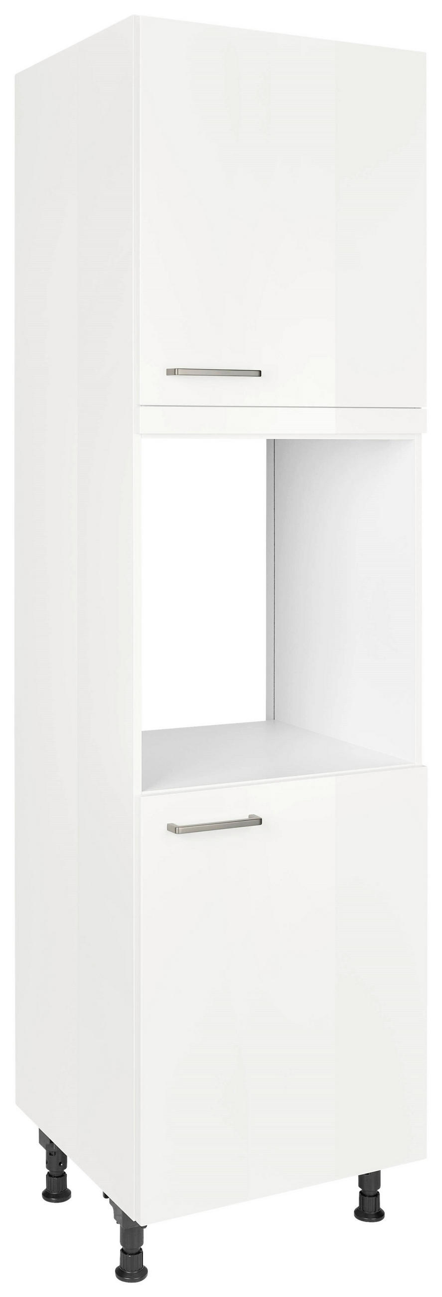 GERÄTEUMBAUSCHRANK 60/216,6/58 cm  Weiss Hochglanz  - Weiss Hochglanz/Edelstahlfarben, Modern, Holzwerkstoff/Metall (60/216,6/58cm) - Nobilia