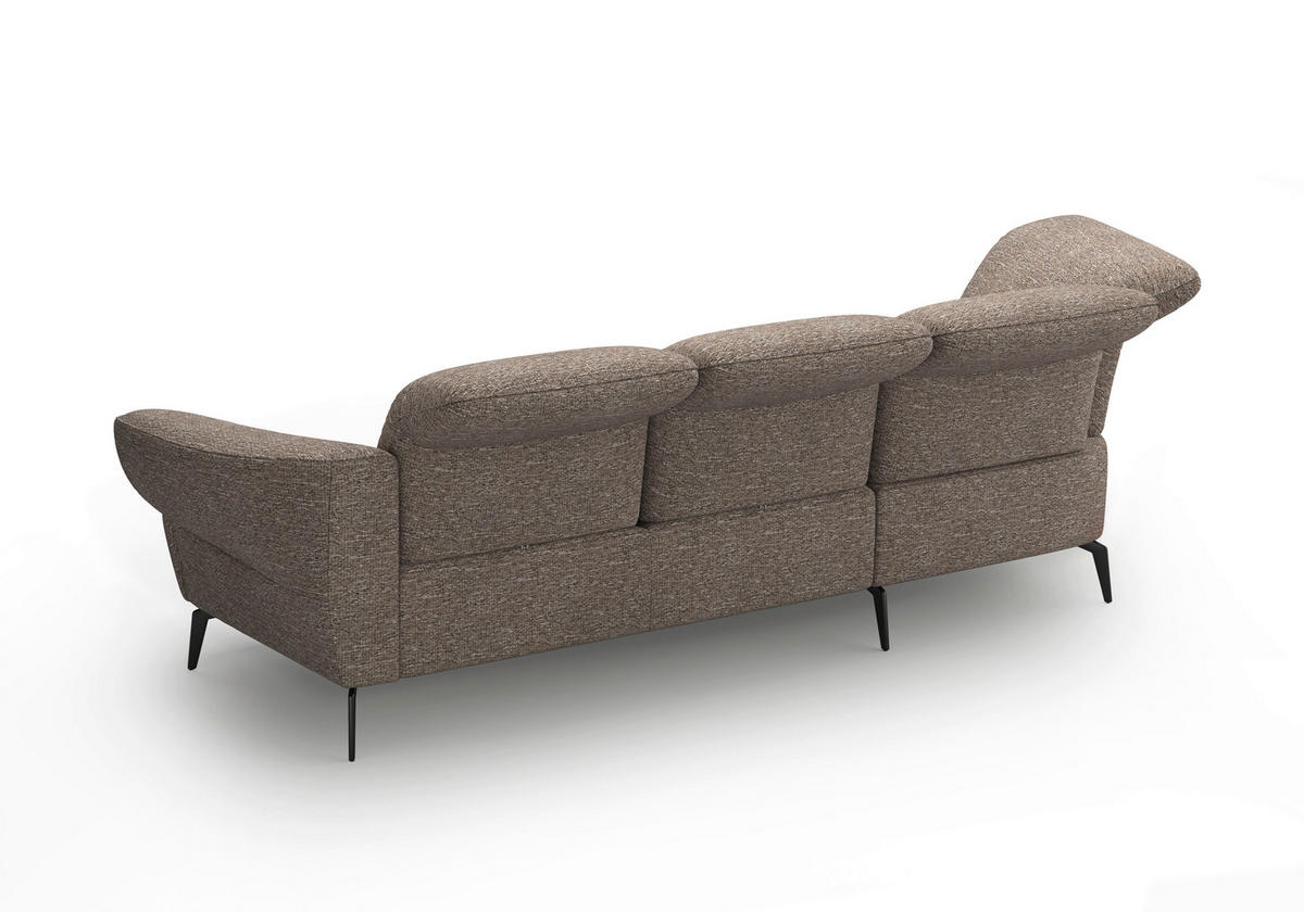 ECKSOFA DANCE E Cappuccino Chenille  - Schwarz/Cappuccino, MODERN, Textil/Metall (208/313cm) - Sit & More