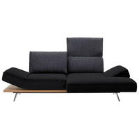 ECKSOFA in Flachgewebe Schwarz  - Chromfarben/Schwarz, Design, Holz/Textil (240/132cm) - Koinor