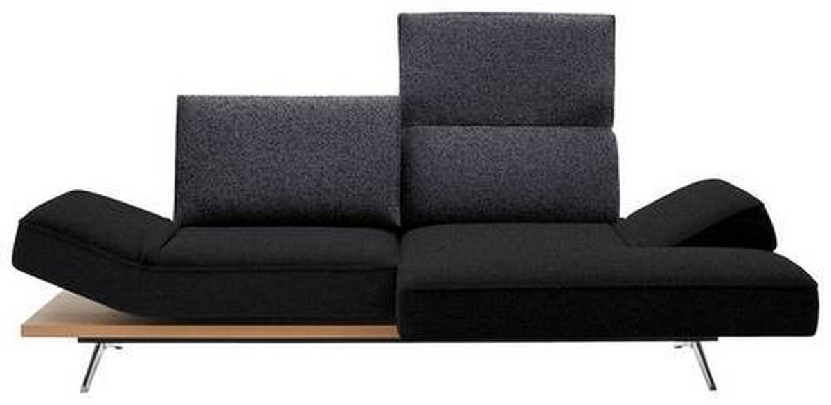 ECKSOFA in Flachgewebe Schwarz  - Chromfarben/Schwarz, Design, Holz/Textil (240/132cm) - Koinor