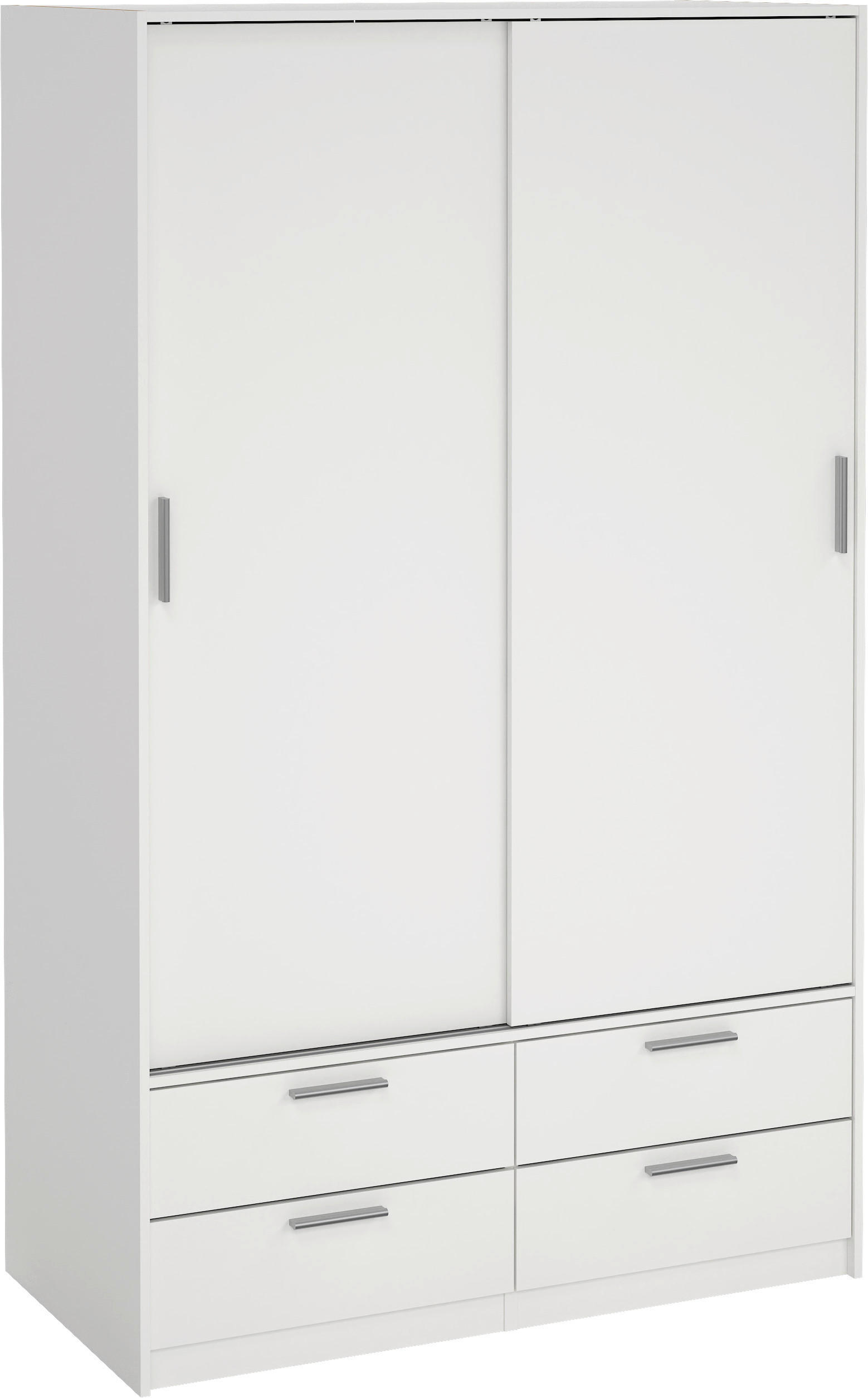 DULAP CU UȘI GLISANTE in alb  - argintiu/alb, Modern, metal/material pe bază de lemn (121,2/200/60,3cm) - MID.YOU