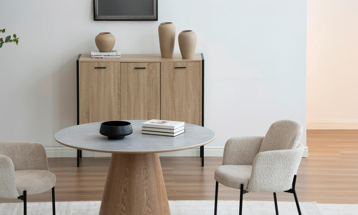 ÉTKEZŐASZTAL - tölgyfa színű/szürke, Modern, faalapú anyag/fa (120/120/75cm) - MID.YOU