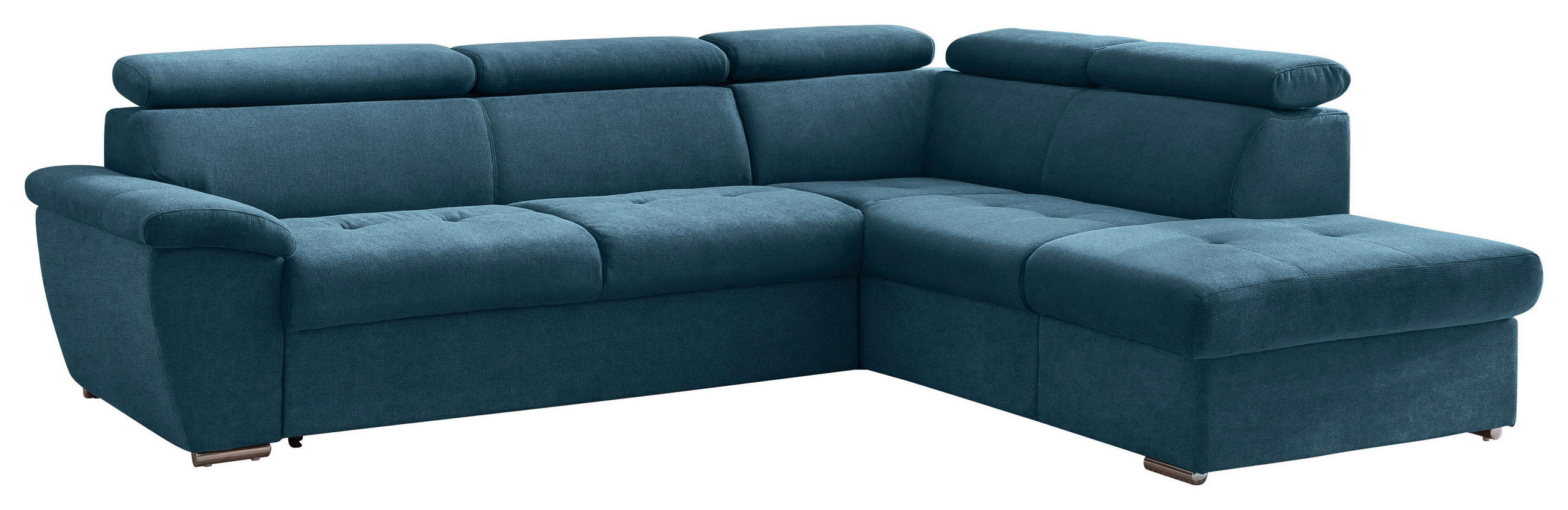 ECKSOFA Hellblau Chenille  - Chromfarben/Hellblau, Design, Textil/Metall (262/216cm) - Livetastic