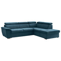 ECKSOFA Hellblau Chenille  - Chromfarben/Hellblau, Design, Textil/Metall (262/216cm) - Livetastic