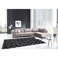 ECKSOFA in Samt, Velours Hellgrau  - Wengefarben/Hellgrau, Modern, Holz/Textil (291/85/201cm) - Trendmanufaktur