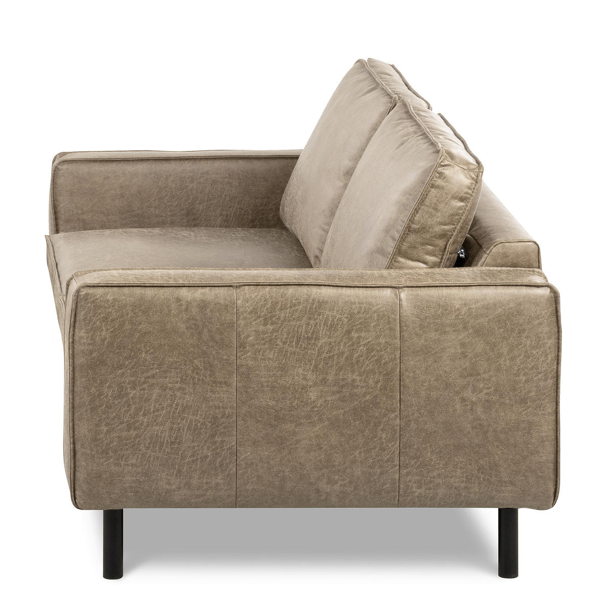 2-SITZER-SOFA  in Lederlook Echtleder Hellgrau Modern  - Hellgrau, Design, Leder/Textil (148/85/92cm) - Livetastic